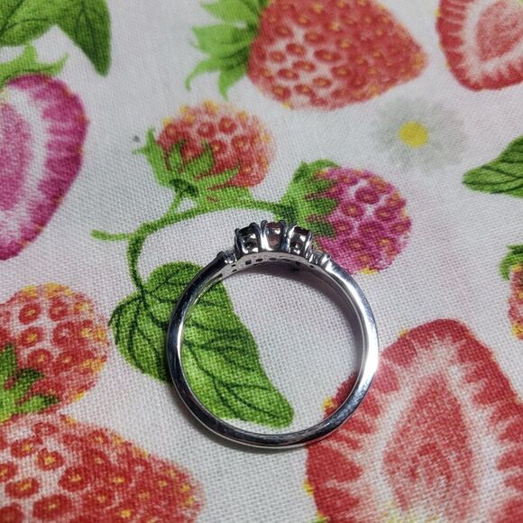 Multi-Tourmaline & White Zircon Trilogy Sterling Silver Ring - Picture 4 of 6